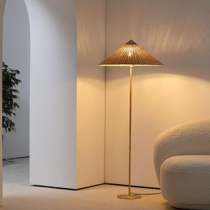 Muto Modern Metal Fabric Rattan Floor Lamp