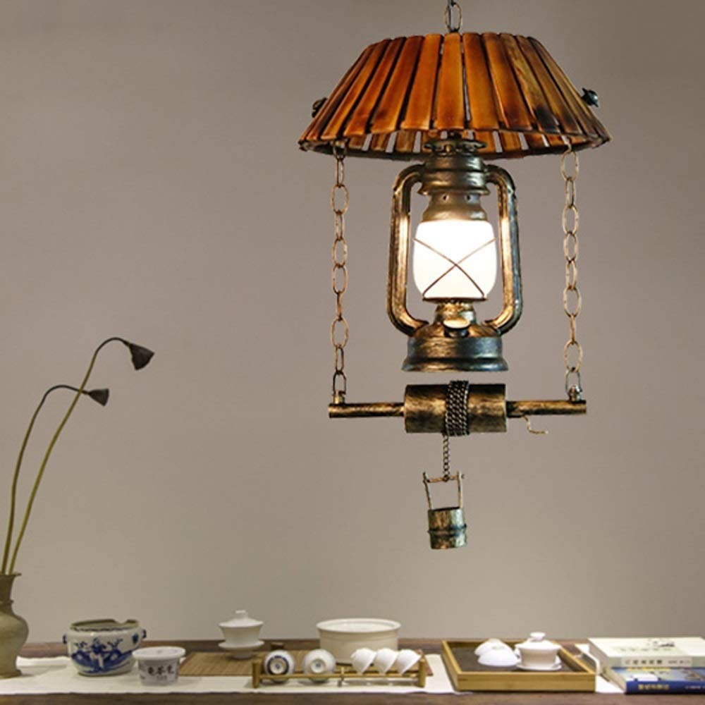 Alessio vintage pendant light, bamboo bedroom lighting