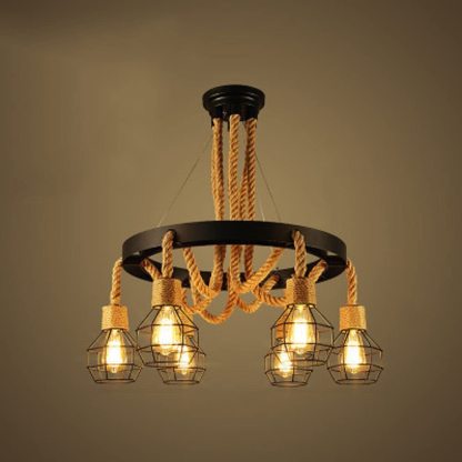 Epoch Retro Industrial Globe Chandelier Black Metal Bar/Living Room