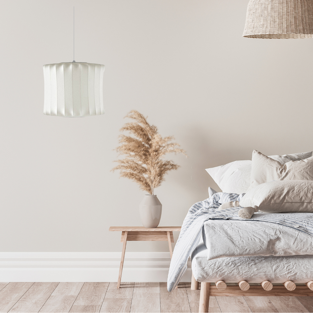 Renée Vintage Artificial White Silk Shade Single Pendant Light