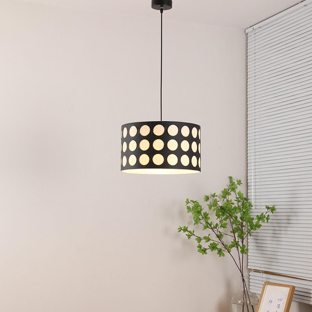 Hailie Retro Round LED Polka Dots Pendant Light Metal Fabric Living Room