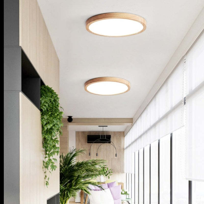 Ozawa Modern Wood Round Flush Mount Ceiling Lights 4 sizes