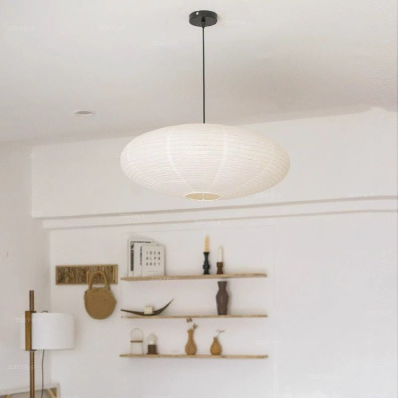 Ritta Wabi-Sabi Retro Globe Metal Paper LED Pendant Light Dining Room