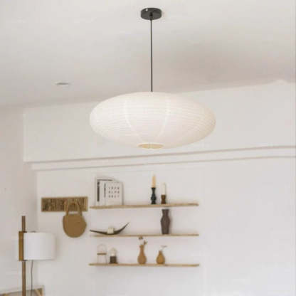 Ritta Wabi-Sabi Retro Globe Metal Paper LED Pendant Light Dining Room