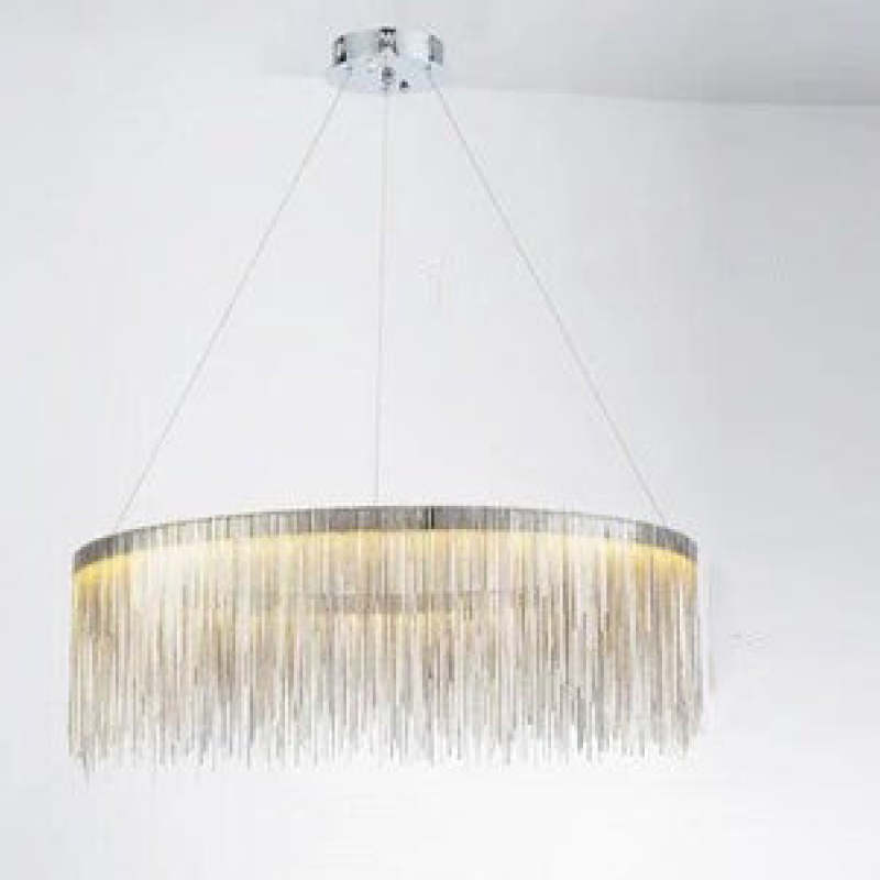 Arisha Colon Tassel Chain Art Deco Pendant Light Silver/Gold Living Room/Hall