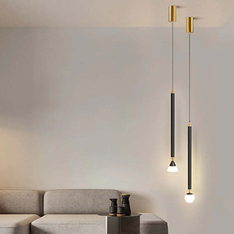 Carr Linear Metal Pendant Light, Black & Gold
