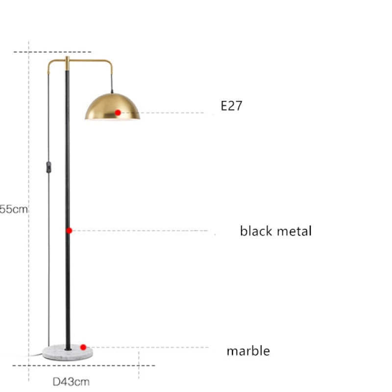 Carins Modern Metal Floor Lamp, Gold, Living Room