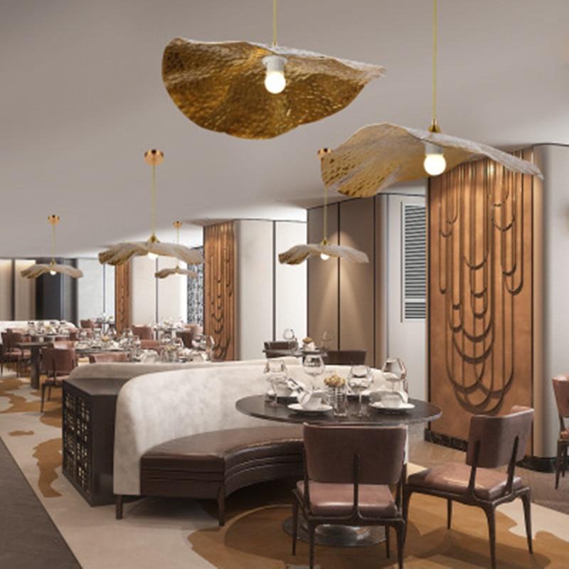 Carins Natural Lotus Leaf Metal Pendant Light