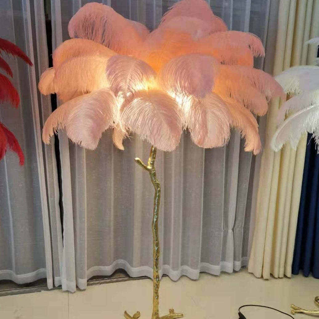 O'Moore Nordic Luxury Unique Ostrich Feather Floor Lamp/Table Lamp