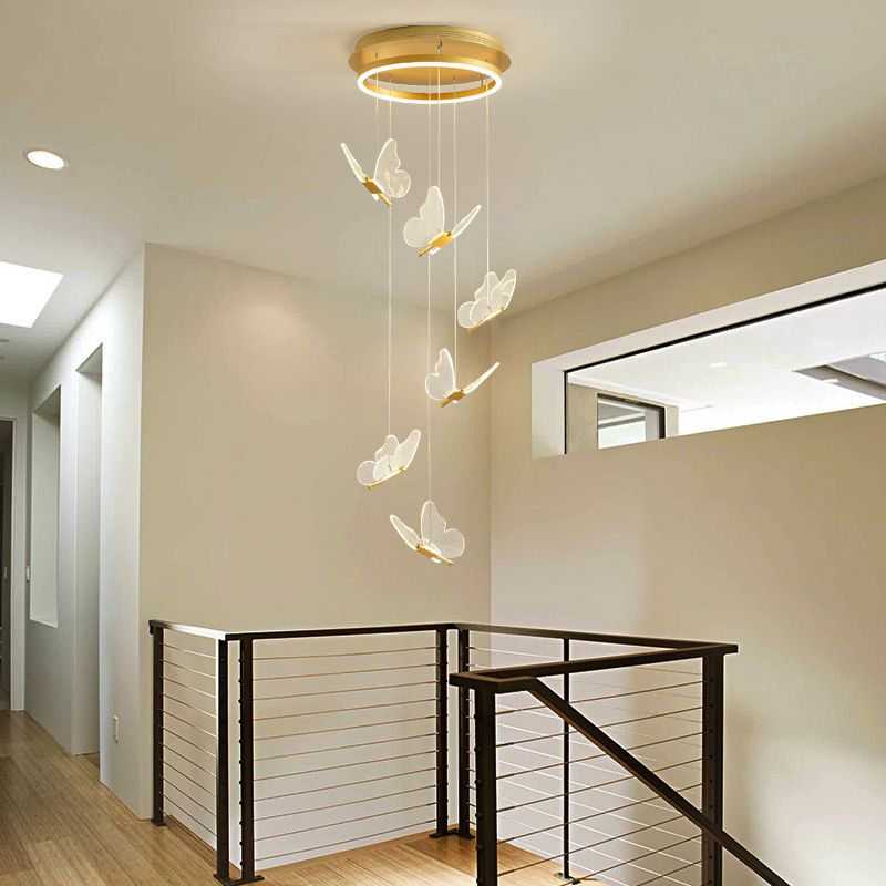 Olivia Pendant Light Butterfly Modern Luxury Metal Acrylic Corridor