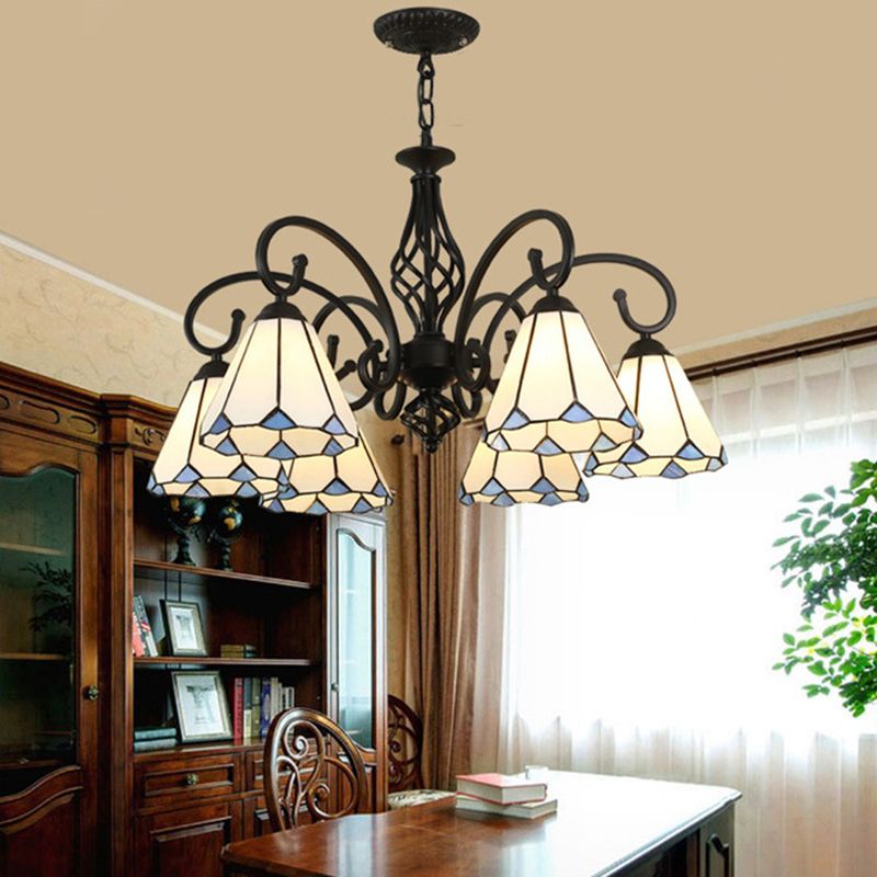 Silva Tiffany Mediterranean Branch Metal Chandelier