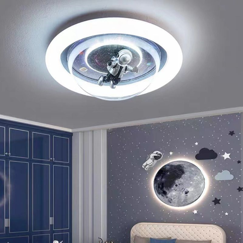 Fateh Cosmic Astronaut & Galaxy Motif Flush Mount Ceiling Light