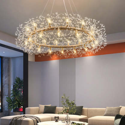 Lili Modern Dandelion LED Pendant Light Gold Metal/Crystal Bedroom/Living Room