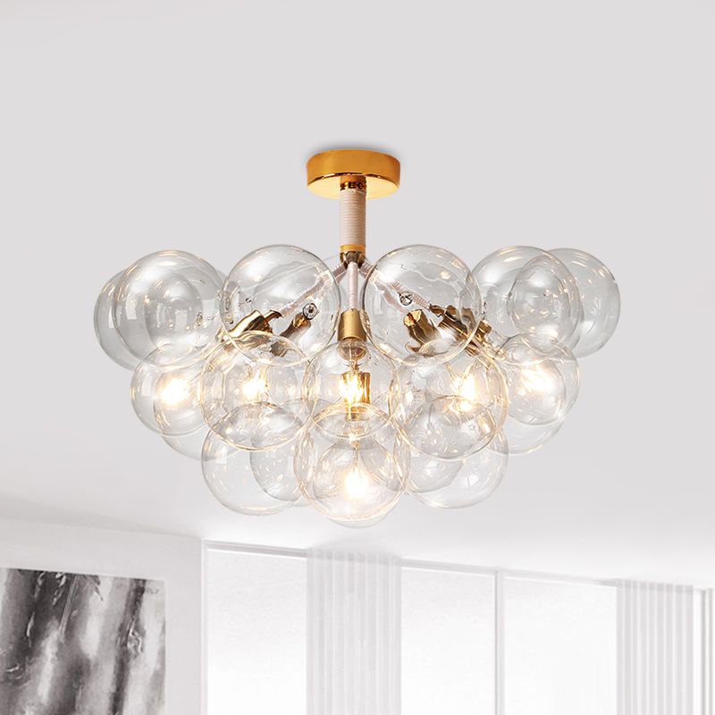 Valentina multi-globe ceiling light, gold and glass fixture