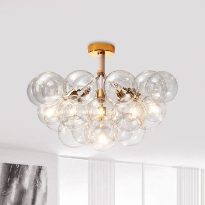 Valentina multi-globe ceiling light, gold and glass fixture