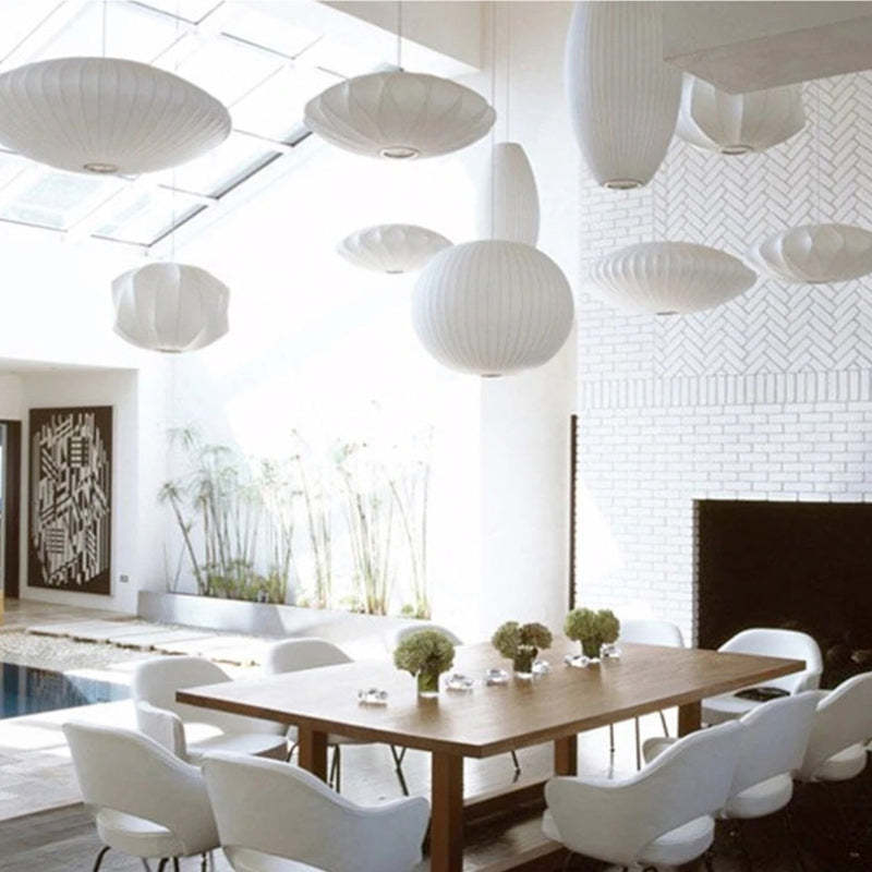 Renée Vintage Artificial White Silk Shade Single Pendant Light