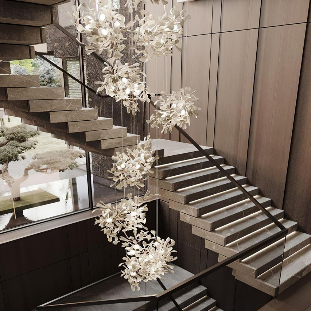 Olivia Modern Leaf Chandelier Metal/Ceramic Bedroom/Living Room