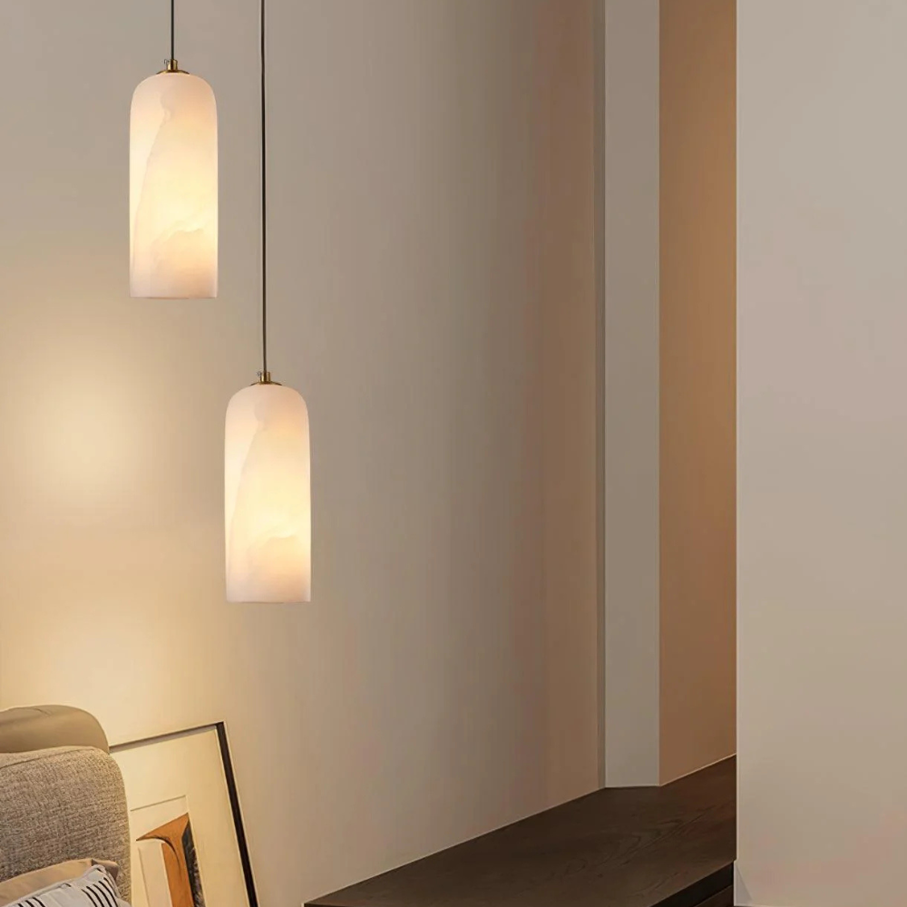 Jade Minimalism Metal Alabaster Pendant Light Bedroom Living Room