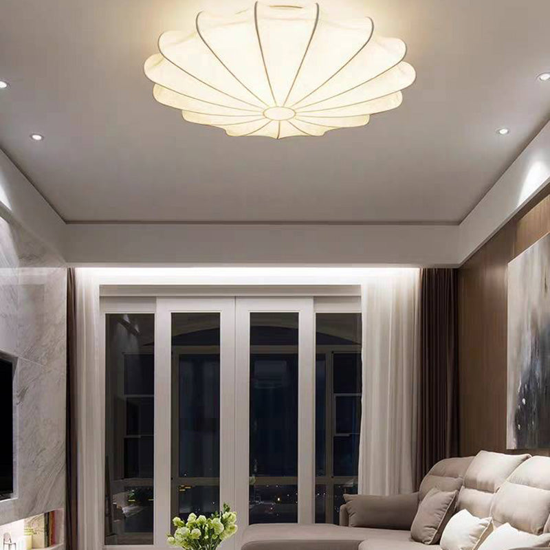 Renée Modern Elegant Round Metal Fabric Flush Mount Ceiling Light