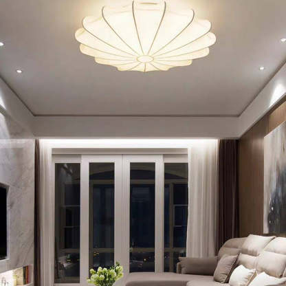 Renée Modern Elegant Round Metal Fabric Flush Mount Ceiling Light