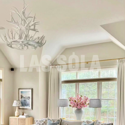 Silva Rustic Antler Metal/Resin Chandelier White Dining Room