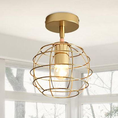 Herbert Semi Art Deco Globe Flush Mount Ceiling Light, Brass