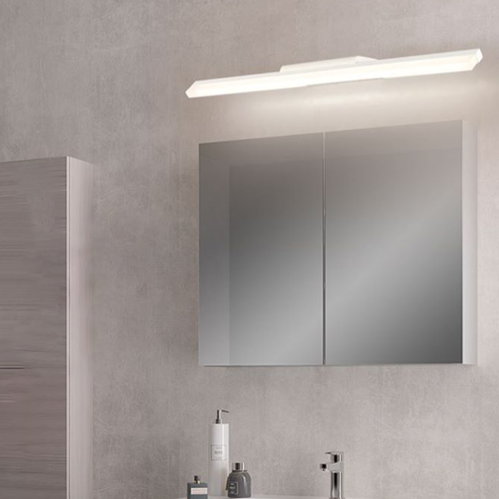 Leigh Minimalist Linear Metal/Acrylic Wall Lamp, White, Bathroom