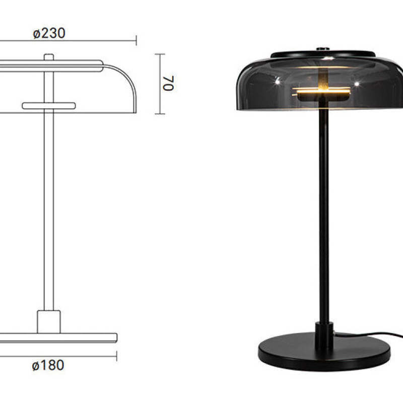 Hailie Modern Umbrella Glass/Metal Table Lamp, Black