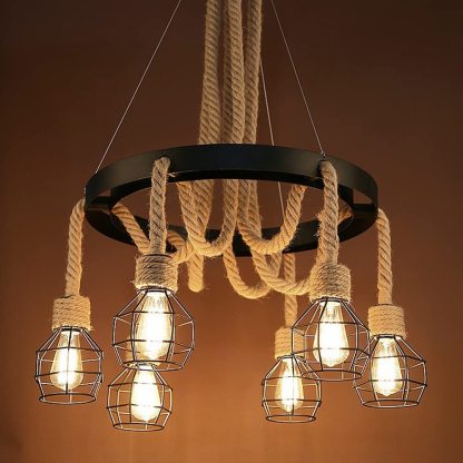 Epoch Retro Industrial Globe Chandelier Black Metal Bar/Living Room