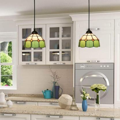 Eryn Dome Shade European Pendant Light Stained Glass Living Room