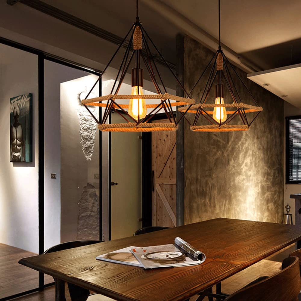 Epoch Countryside Diamond Pendant Light Black Metal Kitchen/Cafe