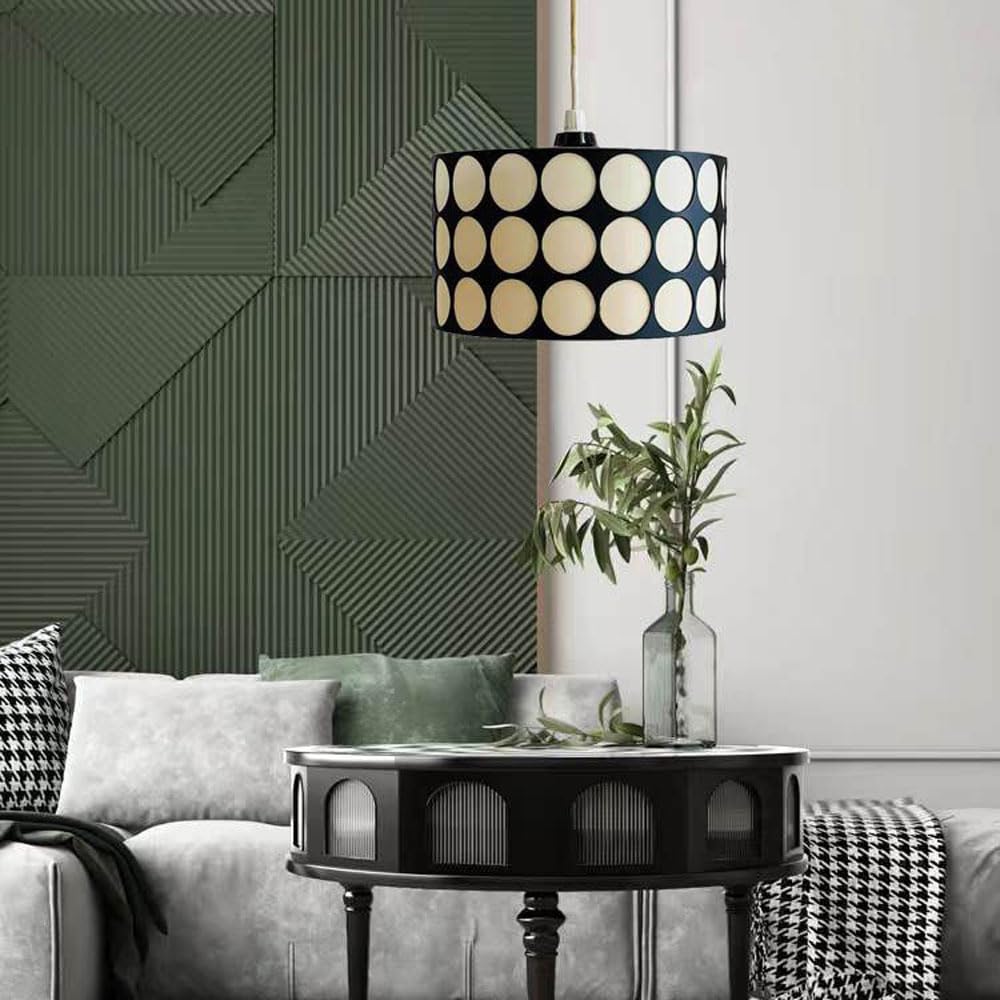 Hailie Retro Round LED Polka Dots Pendant Light Metal Fabric Living Room