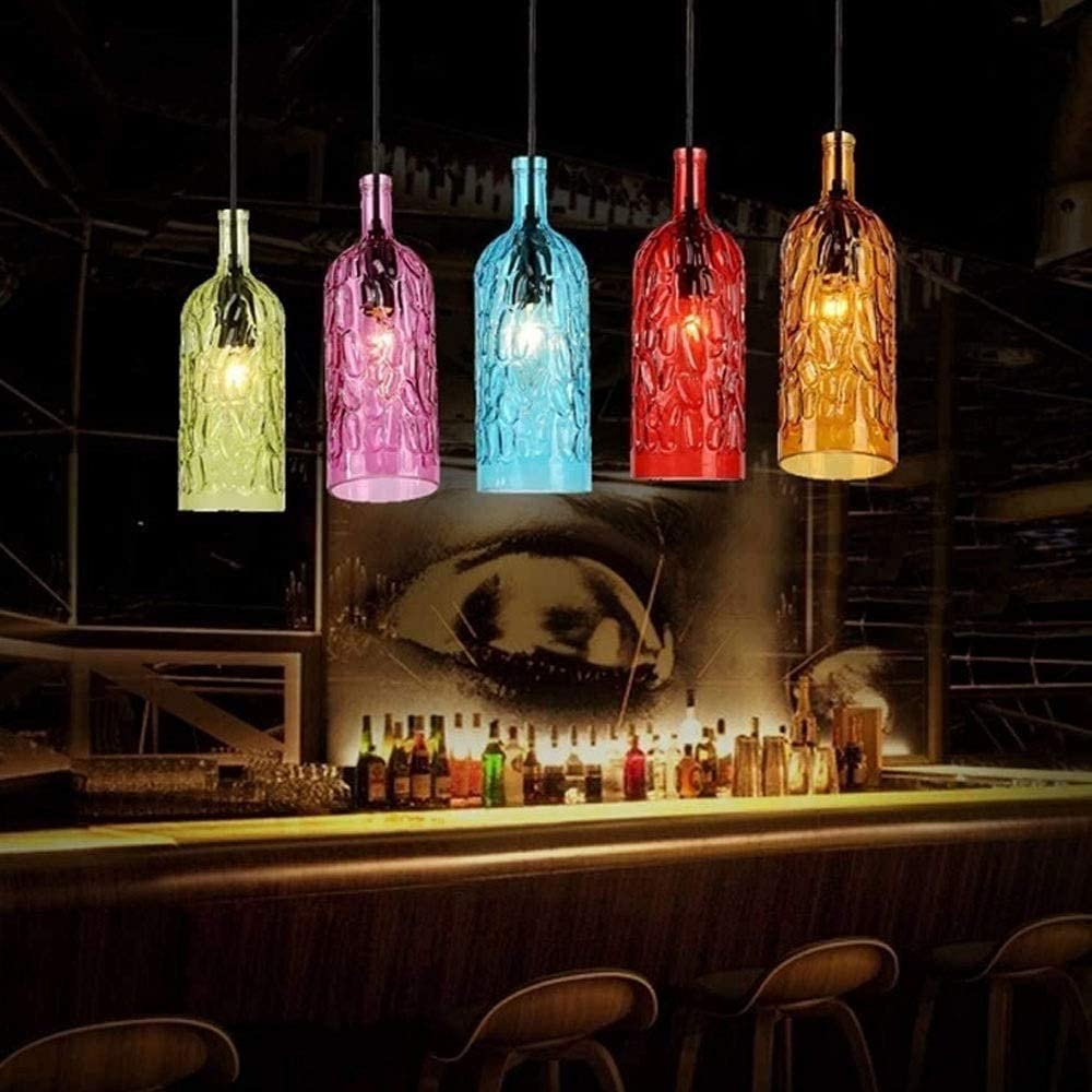 Hailie Vintage Pendant Light Wine Bottle Metal/Glass Kitchen Island