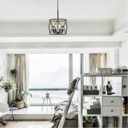 Modern industrial pendant light in a living room