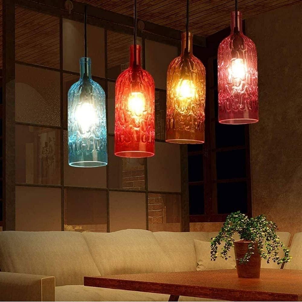 Hailie Vintage Pendant Light Wine Bottle Metal/Glass Kitchen Island