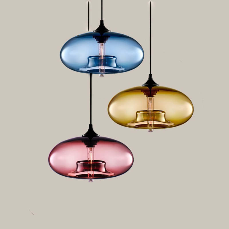 Hailie Modern Bread Shaped Glass Pendant Light, 6 Colour