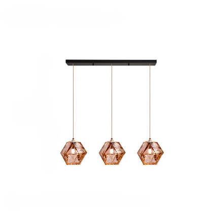Hailie Polyhedron LED Pendant Light Metal Glass Kitchen Island
