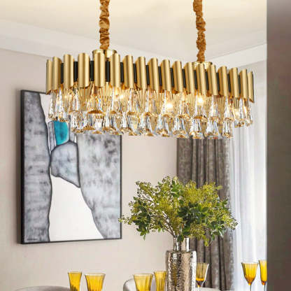 Marilyn Rectangular Luxury Metal Crystal Chandelier Small