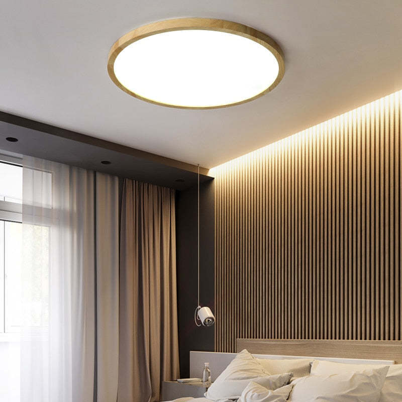 Ozawa Modern Wood Round Flush Mount Ceiling Lights 4 sizes