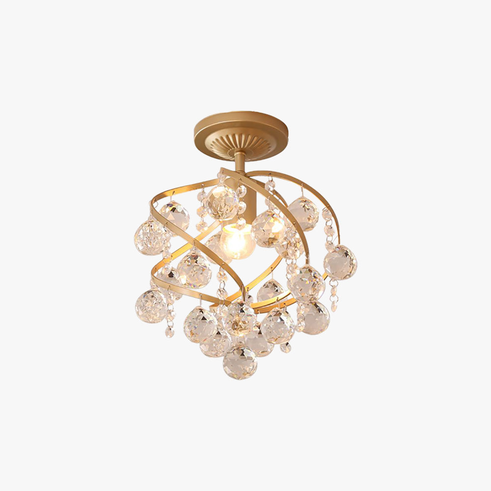 Marilyn Luxury Globe Crystal Semi-Flush Mount Ceiling Light, Brass
