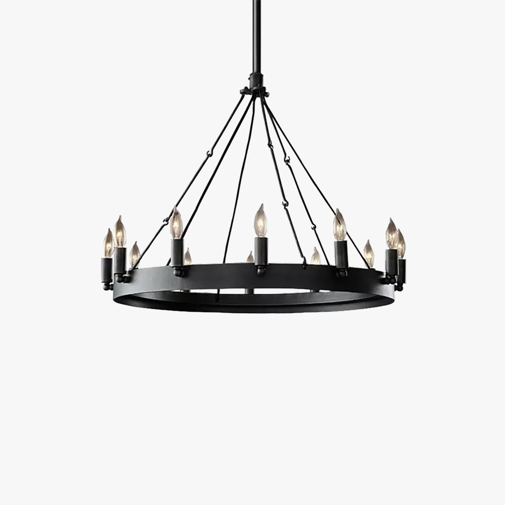 Alessio Industrial Round Candle Pendant Light