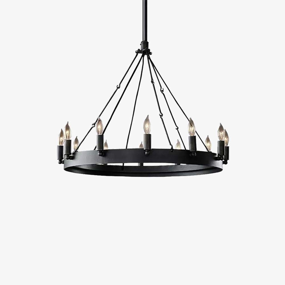 Alessio Industrial Round Candle Pendant Light