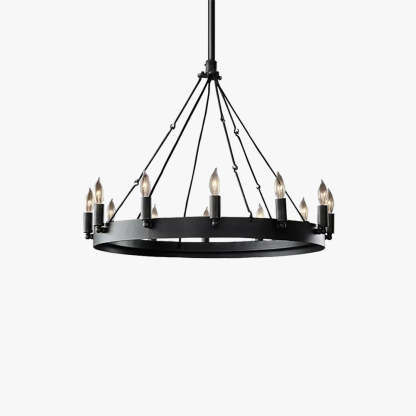 Alessio Industrial Round Candle Pendant Light