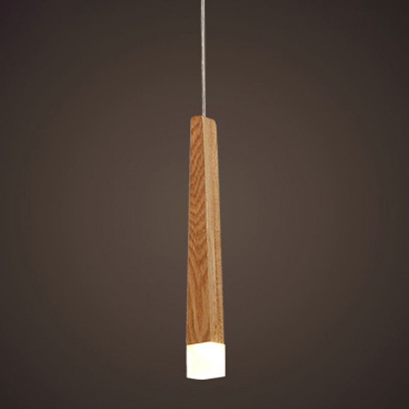 Ozawa Minimalist Linear Wood Acrylic Pendant Light Wood