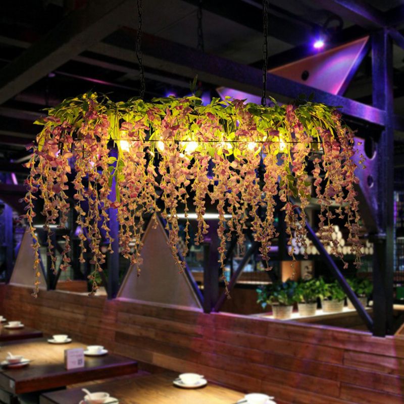 Rectangular flower pendant light for restaurant