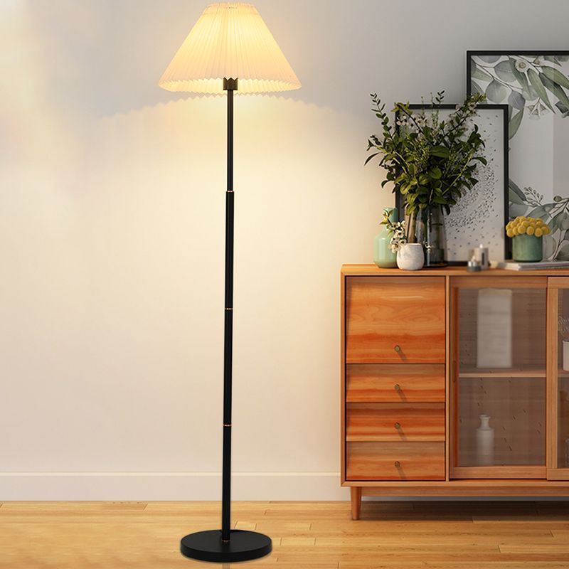 Ozawa Modern Pleated Metal Fabric Floor Lamp, White/Green/Apricot