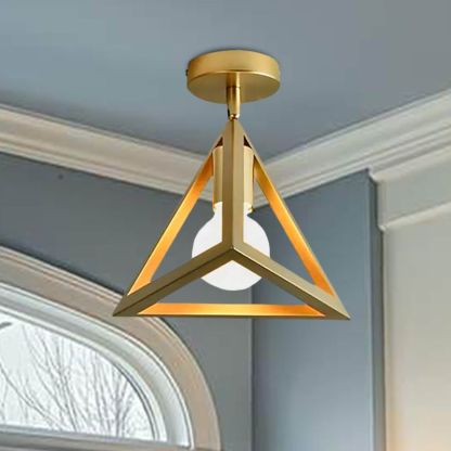 Herbert Semi Art Deco Globe Flush Mount Ceiling Light, Brass