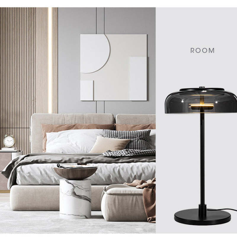 Hailie Modern Umbrella Glass/Metal Table Lamp, Black