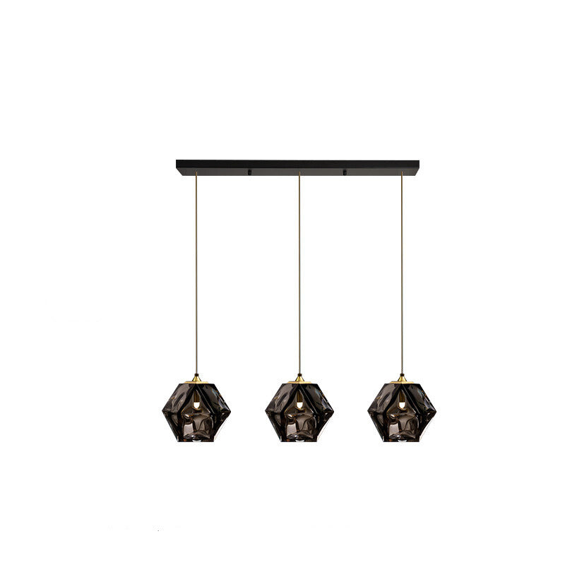 Hailie Polyhedron LED Pendant Light Metal Glass Kitchen Island