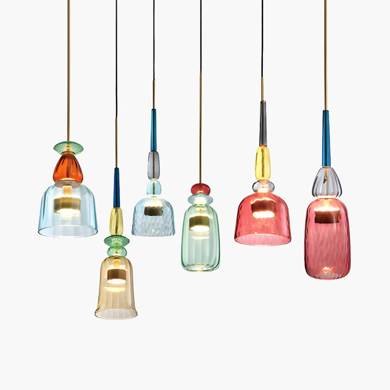 Hailie Modern Cup Glass Pendant Light, Colorful Bedroom, Living Room